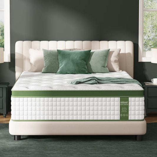 Aura 12" Firm King Hybrid Mattress in a Box, 365 Night Trial, Euro Top, Pain Relief, Certipur-Us