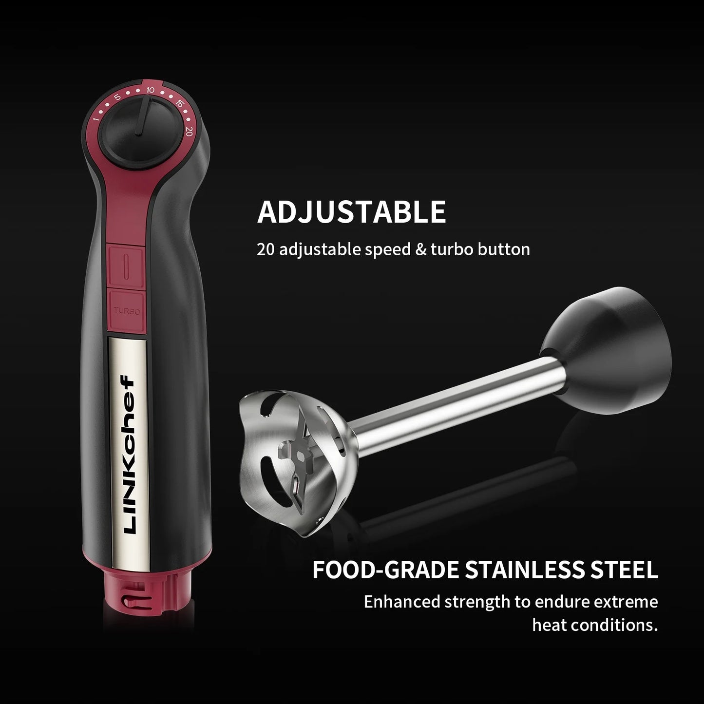 Immersion Blender, 20-Speed 1000W Immersion Hand Blender, Stick Blender with Turbo Mode