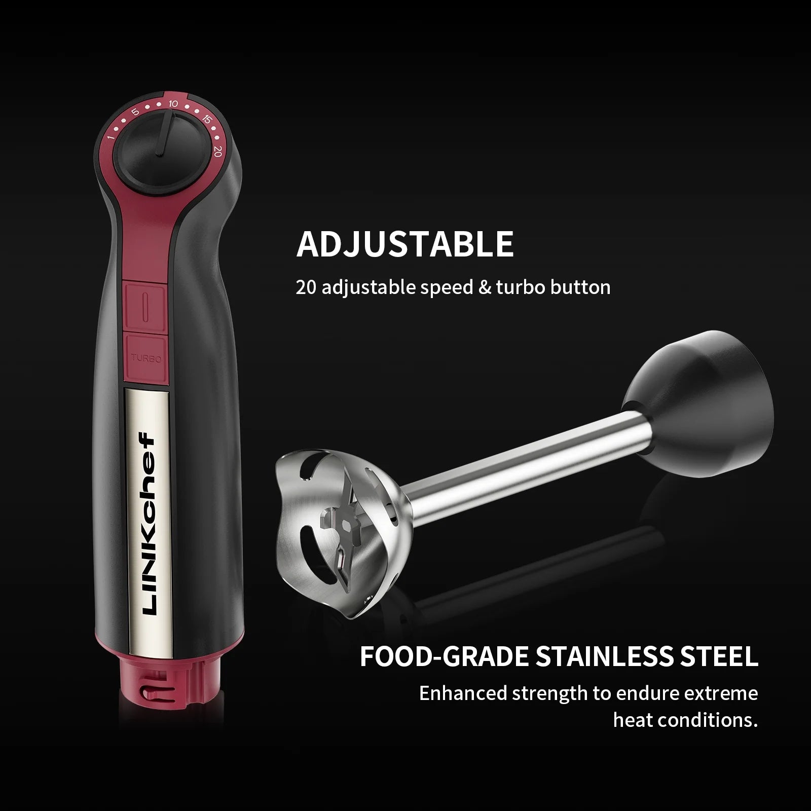 Immersion Blender, 20-Speed 1000W Immersion Hand Blender, Stick Blender with Turbo Mode